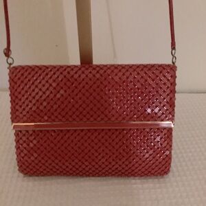 Vintage Red Handbag 6 x 4 inches with hideaway strap